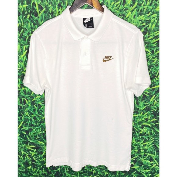 Nike Sportswear Solid White Men’s Small Short Sleeve Stretch Polo Shirt - Picture 2 of 5